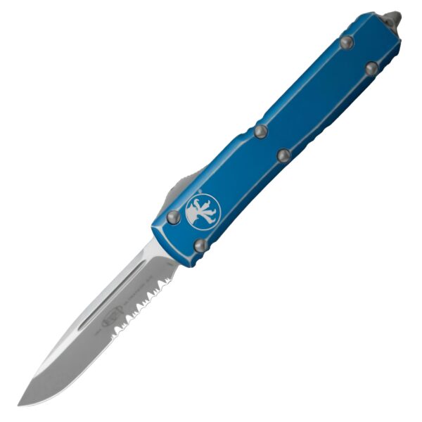 Microtech Ultratech Distressed Blue Part Serrated