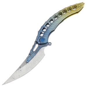 Rike Alien 4 Blue/Gold Titanium Damasteel