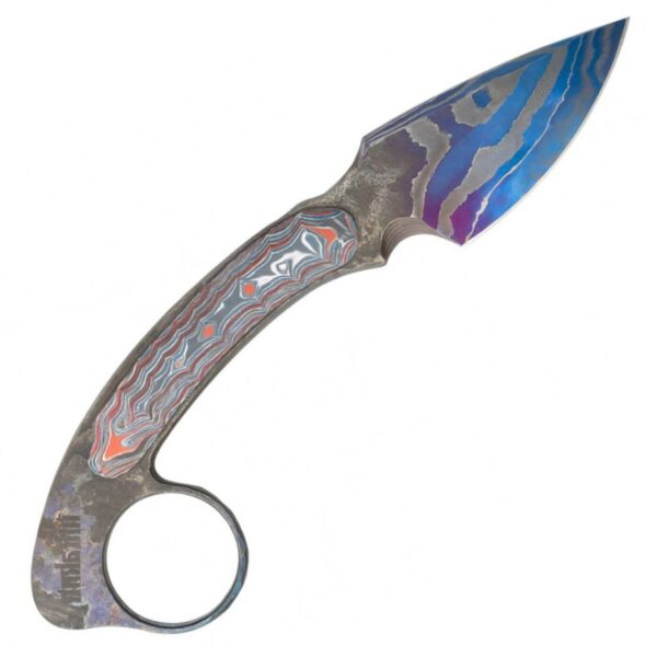 Broken Anvil Hunter Scalpel Fordite Nickel Damascus — изображение 2